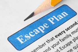 Close up of Fire Escape Plan with pencil